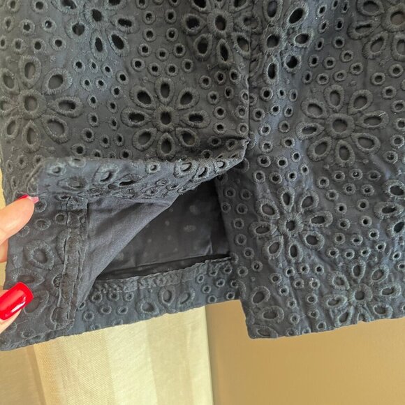 J. Crew Women's No.2 Pencil Pointelle Navy Blue Lined Cotton Skirt, Size 4 - Picture 4 of 10